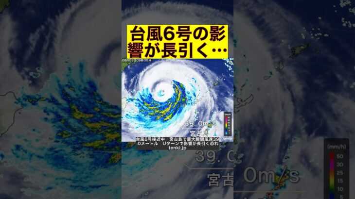 2023年 台風6号接近中　宮古島で最大瞬間風速39.0メートル　Uターンで影響が長引く恐れtenki.jp #shorts