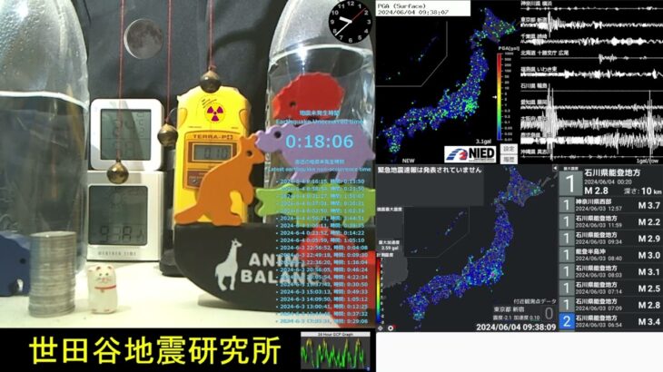 2023年 2024/6/4 9:35 宮古島近海で地震 震度2 深さ20km M3.5 Earthquake off the coast of Miyako Island Japan