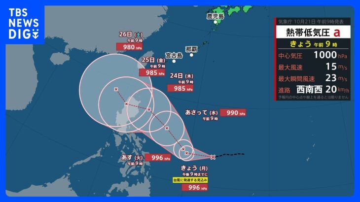 2023年 【台風情報】“台風のたまご”（熱帯低気圧）がフィリピンの東に　今後、台風に発達し週末には宮古島など先島諸島に近づく可能性も｜TBS NEWS DIG