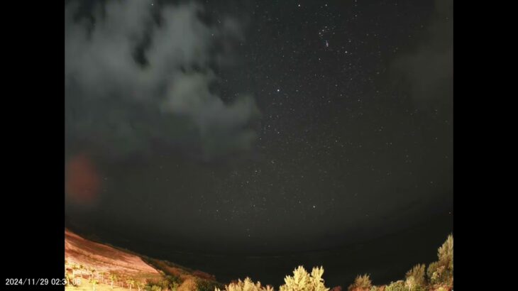 2023年 晩秋の宮古島の南の夜空。オリオン座、冬の大三角～ほ座、イータカリーナ星雲、そして月の出と日の出まで。