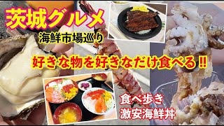 食べ歩き？ガッツリ海鮮丼？茨城市場巡り！！【那珂湊おさかな市場】【ひたち南ドライブイン】【道の駅日立おさかなセンター】